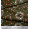 thumbnail image 2 of Soimoi Tissu en Viscose Georgette Vert Imprimé Couronne et Points Tissu au Mètre 42 Pouces de Large, 2 of 5