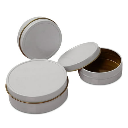 24ea - 4 Oz White Shallow Round Tin Can-Pkg by Paper