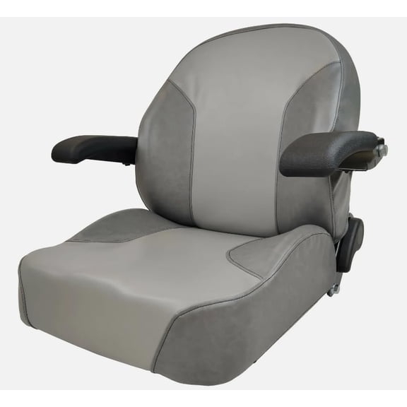 Lawn Mowers & Zero Turn Mower Seat with Armrests & Slides (Drilling May Be Required); Compatible with Ariens, Bad Boy, Dixon, Exmark, Ferris, Gravely; Premium OEM Gray; 201011DGLG