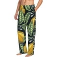 thumbnail image 2 of Uemuo Citrus Fruits Elegant Lemons Pattern Men's Wide Leg Palazzo Lounge Pants with Pockets Light Weight Loose Comfy Casual Pajama Pants-Large, 2 of 9