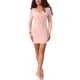 thumbnail image 2 of Vestido de fiesta de manga larga con cuello drapeado y brillo INSPIRE CHIC para mujer, vestido mini ajustado de club en color rosa XL, 2 of 6