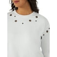 thumbnail image 4 of Rock & Republic Womens Grommet Crew Neck Sweatshirt, 4 of 4
