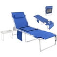 thumbnail image 1 of Outsunny Tanning Chair with Face Hole and Side Table, Navy Blue, 1 of 10