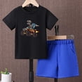 thumbnail image 2 of Staki Boys 2 Piece Outfit Toddler Boys Cotton Clothing Sets Short Sleeve Tee and Shorts 2-8Y(Black & Blue,7-8 Years), 2 of 4
