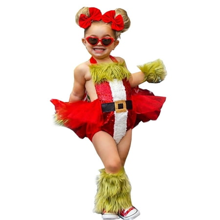 

Ma&Baby Toddler Baby Girls Christmas Playsuit Sequined Sleeveless Tutu Jumpsuit Rompers