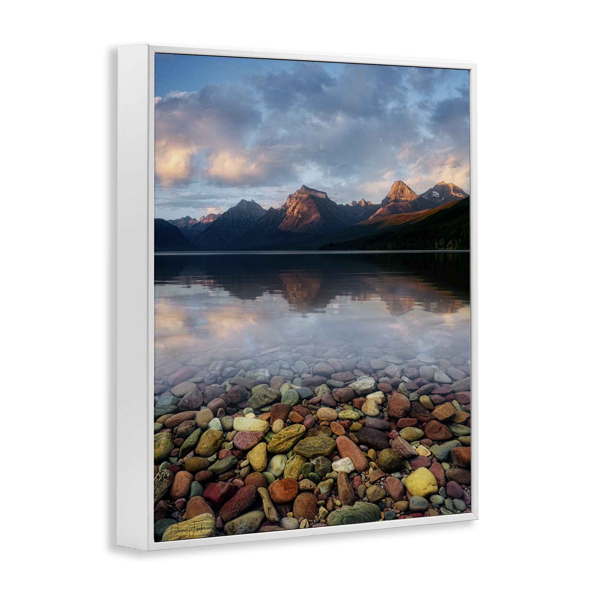 Stupell Industries Clear Water Pebbles Landscape Photography White Framed Art Print Wall Art, 24 x 30