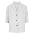 thumbnail image 4 of Endives Women's Shirt Solid Color Casual Loose Fashion Cotton Linen Long Sleeve Collar Button Shirt Spring Outfit, 4 of 6