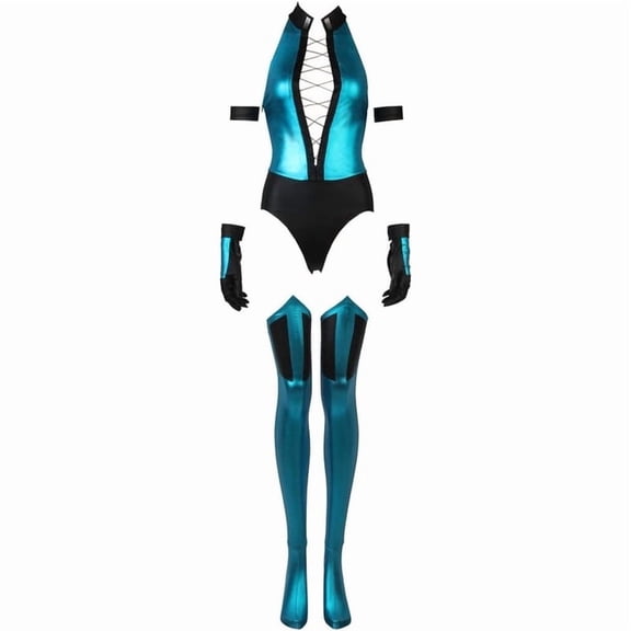 Kitana Inspired Blue Warrior Jumpsuit Complete Outfit for Women