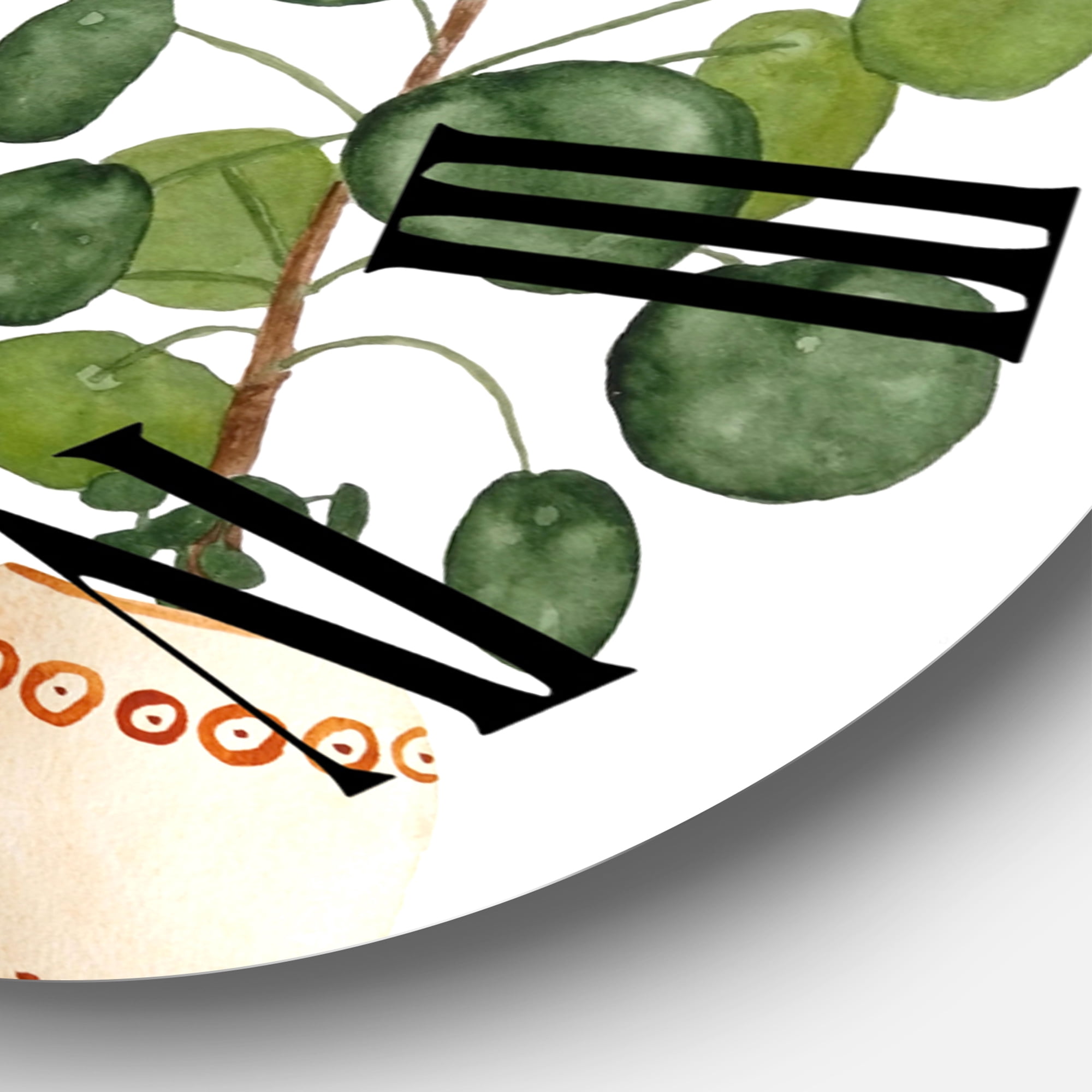 Designart 'Trio Of House Plants Ponytail Palm And Ficus' Traditional Wall Clock