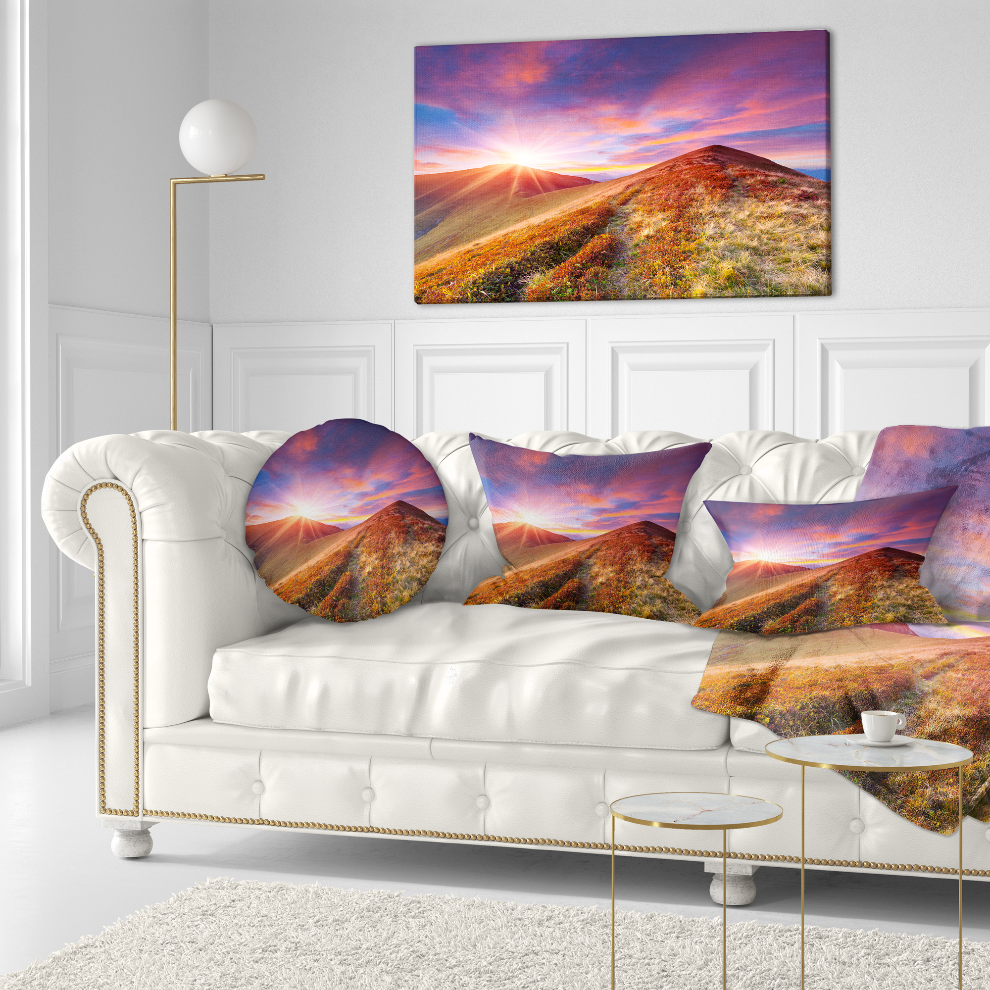 Designart Colorful Grass and Clouds - Landscape Photography Throw Pillow - 12x20