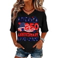 thumbnail image 3 of 250 Anniversary USA Shirt for Womens 1776-2026 250 Years America Flag Printed Shirts, 250th Anniversary USA Shirt Womens CrewNeck Short Sleeves Graphic Tees, 4th of July Summer Womens Tops Black L, 3 of 5