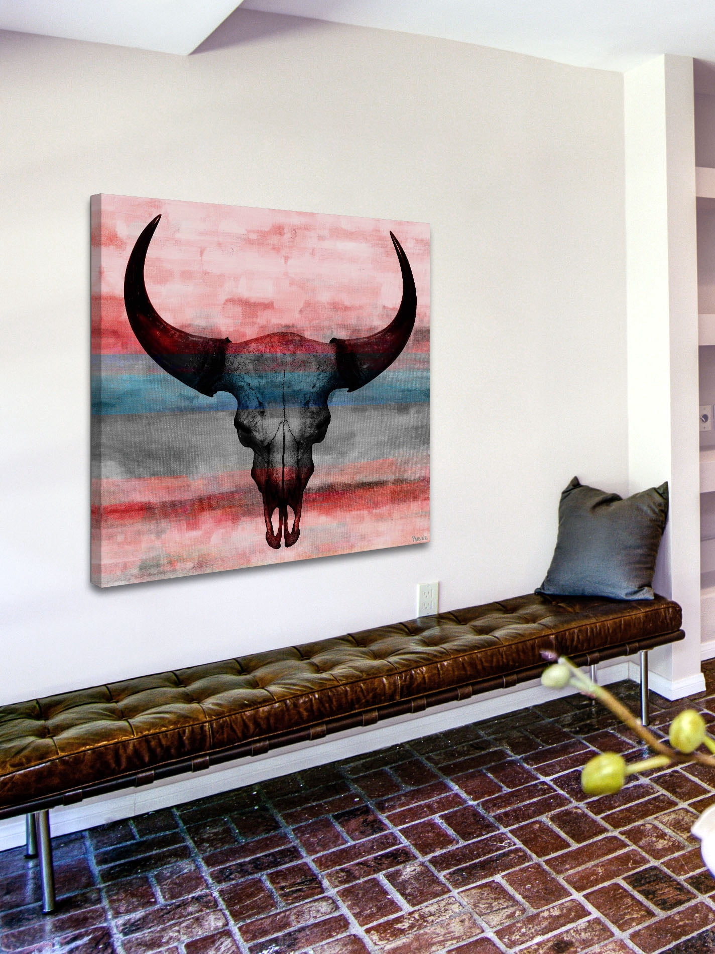 Parvez Michel Inc Parvez Taj - Pastel Skull Painting Print on Canvas - Multi-color