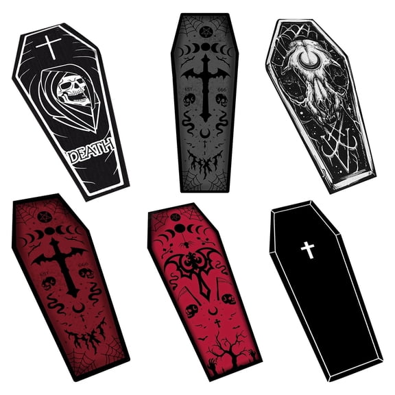 SugarBloom Coffin Halloween Runner Rug, 19.7x51.2 inch Washable Stain Resistant Gothic Carpet, Spooky Indoor Outdoor Floor Mat for Halloween Party Decor,C
