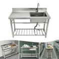 thumbnail image 3 of 47" Commercial Kitchen Sink Prep Table w/ Faucet Stainless Steel 1 Compartment 330.69lbs Capacity 120*50*80cm for Kitchen, Bar, Restaurant, 3 of 21