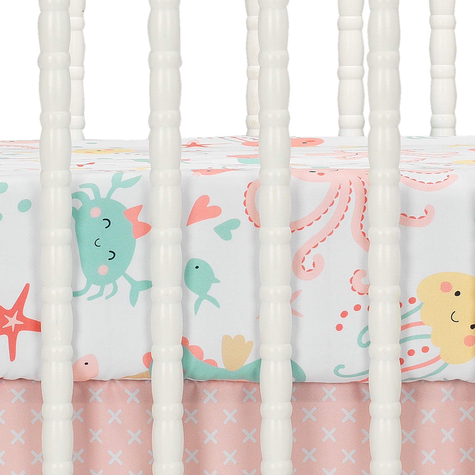 Bedtime Originals Ocean Mist 3-Piece Pink/Gray/Yellow Baby Crib Bedding Set
