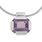 Sterling Silver and Emerald-Cut Amethyst Pendant
