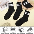 thumbnail image 3 of Womens White Crew Socks 6 Pair Striped Trim Casual Crew Socks Mid Calf Ankle Sock Vintage Retro Gym Running, 3 of 10