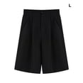 thumbnail image 3 of Sonducket Pantalones cortos de verano Pantalones sueltos Botón Hasta la rodilla Estilo coreano Ropa de oficina transpirable Estilo simple Moda Prendas para la parte inferior del cuerpo L, 3 of 6