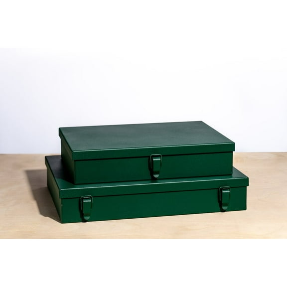 Metalplus Stamped Steel Cases: 14.5 in. x 10.25 in. / 12.5 in. x 8.5 in.  / set of 2 (Matte Dark Green)