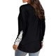 thumbnail image 3 of Blusa de mujer otoño-invierno, escote redondo, detalle de puños de encaje, mangas largas, color liso, negro, talla M, 3 of 5