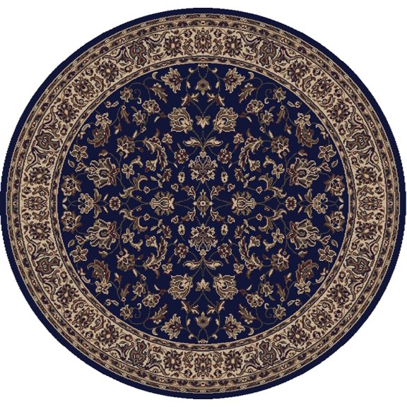 Vitaly Mesopotamia Area Rug 953 Navy Blue Persian Bordered 5' 3" x 5' 3" Round