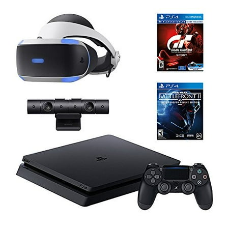 PlayStation 4 Slim Star Wars Battlefront II Bundle (2 Items): PS4 Slim 1TB Limited Edition Console - Star Wars Battlefront II Bundle, and PlayStation VR - Gran Turismo Sport