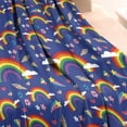thumbnail image 3 of Dark Blue Rainbow Pattern Blanket,Comfortable Soft Flannel Throw Blanket,All Season,Warm Lightweight Blankets for Sofa Bed Couch Living Room Chair,30"x40", 3 of 4