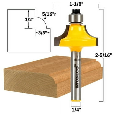 5/16" Radius Round Over Bead Edge Forming Router Bit - 1/4" Shank - Yonico 13173q