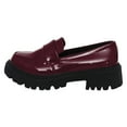 thumbnail image 6 of Rokment Women's Vintage Patent-Leather Oxfords Penny Loafers Walking Shoes 2026 Spring Fall Trendy Casual Platform Chunky Lug Sole Mid Heels Slip on Dress Shoes Wine Size 9, 6 of 7