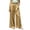 Gold, variant on Women Satin Wide Leg Dress Lounge Pants Silk Casual Dressy Long Flowy Pajamas Pants Ruffled Trim Elastic High Waisted Sleepwear Trousers with Pockets