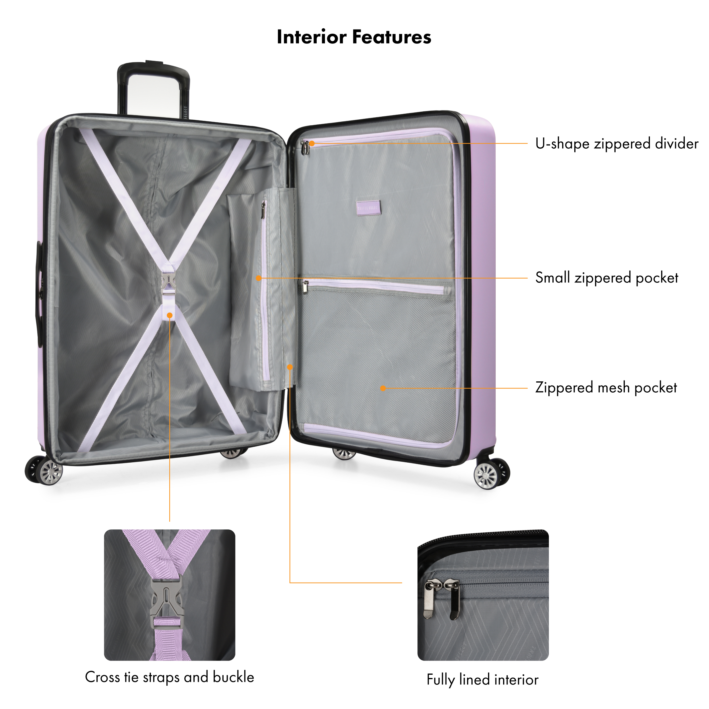 Travel Select Snowcreek Hardside Expandable Spinner Luggage, Lavender, 30" Checked Large