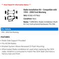 thumbnail image 2 of Radio Installation Kit - Compatible with 1994 - 2000 Ford Mustang 1995 1996 1997 1998 1999, 2 of 2