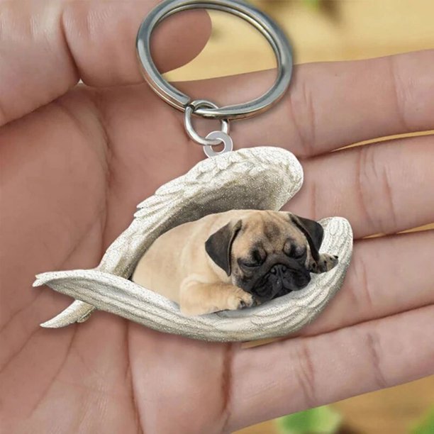 Llavero encantador de Ángel durmiente para perro, llavero de animal para niña y mujer, llave de coche, regalo para niño, barco de gota de agua.