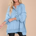 thumbnail image 6 of Sgkm Women Blouses Trendy Fall Button Sweatshirt Loose V Neck Tunic Tops for Women Loose Fit Dressy XL Sky Blue, 6 of 7