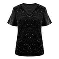thumbnail image 4 of Xdegoge Women's Sequin Tops V Neck Flutter Short Sleeve Shirts Stretchy Slim Fit Sparkly Party Blouse for Evening, Wedding, Cocktail Outfits, 4 of 9
