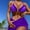 01 Purple, variant on Hicidod Womens Swimsuit 3 Piece Thong Cheeky Bikini Sets Halter String Trendy Color Block Bathing Suits with Cover Up Skirt