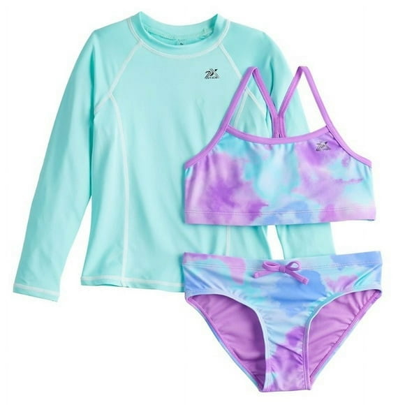 ZeroXposur Haut de Bikini, Bas & Maillot de Bain Maillot Dermoprotecteur à Manches Longues, Fille, Taille : XX Petit (4/5), Iris Violet Clair