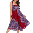 thumbnail image 2 of SWSMCLT Women's Summer Flowy Dress Hippie Indian Gypsy High Waist Long Skirts Boho Skirt Bohemian Maxi Floral Printed Tie Front Dresses Elastic Waist Red One Size, 2 of 5