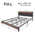 thumbnail image 6 of Full Size Bed Frame with LED Light & Linen Upholstered Headboard, Metal Platform Bed with Outlets/USB Charging Ports, 10" Under Bed Storage, 6 of 9