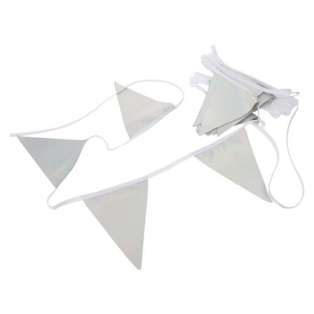 OUNONA Fabric Triangle Flag Bunting Banner with Iridescent Metallic Cloth for Party and Wedding Decor
