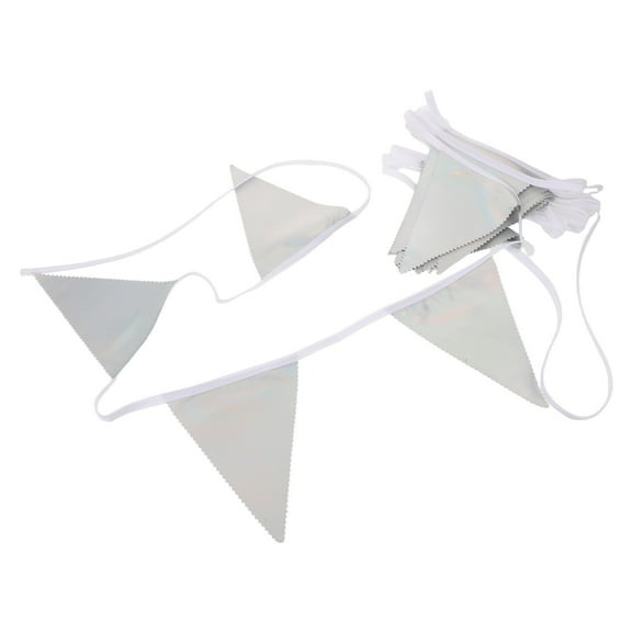 OUNONA Fabric Triangle Flag Bunting Banner with Iridescent Metallic Cloth for Party and Wedding Decor