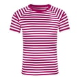 thumbnail image 4 of Mens T-shirts Short Sleeve Striped Print Casual T Shirt Crewneck Carnival Festival Daily Wear Graphic Tees Light Purple XXL, 4 of 4