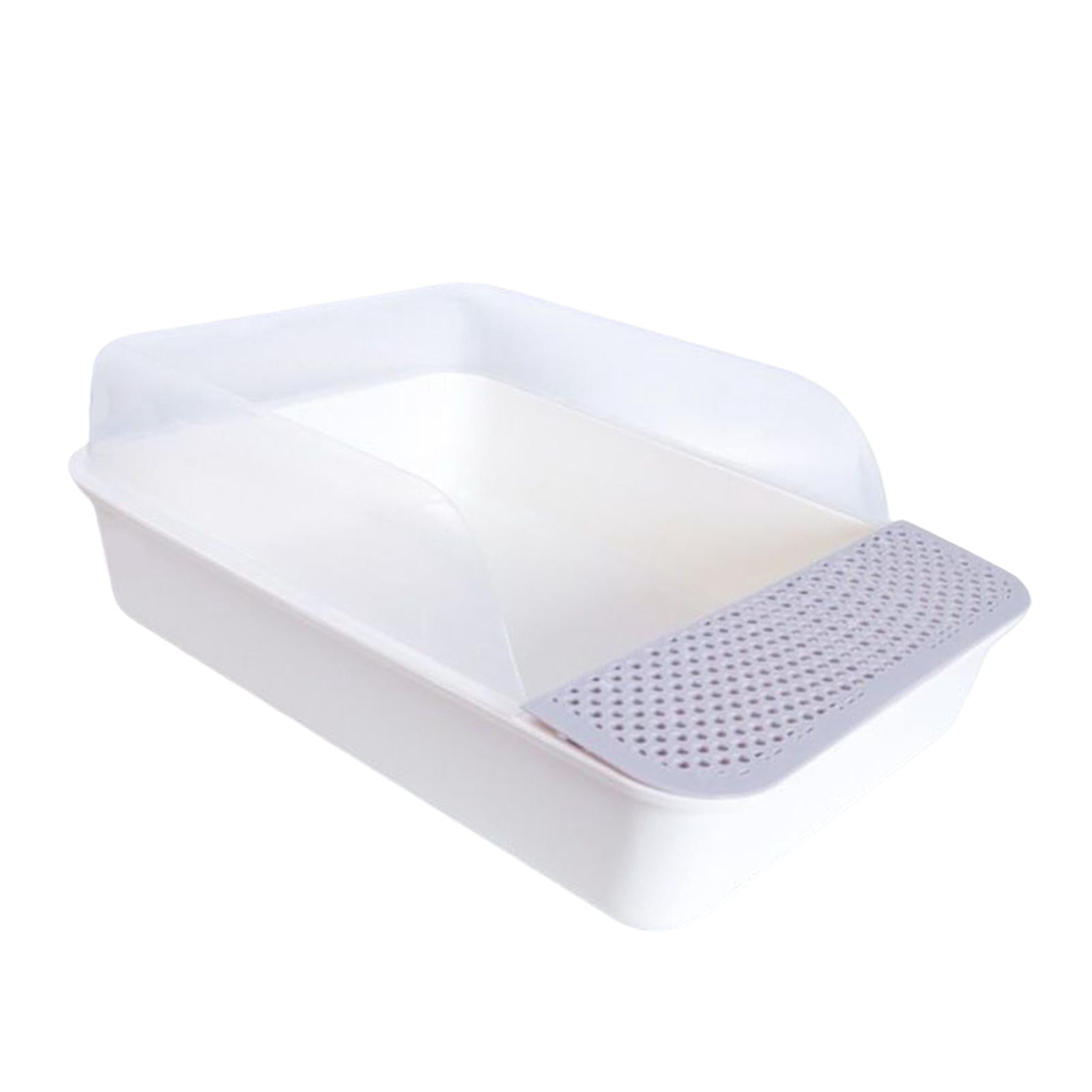 Bvdfgk Open Top Cat Litter Tray Sandbox Semi Enclosed Kitty Litter Box Cat Toilet for Grey White Large