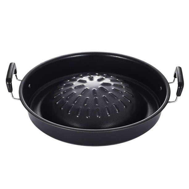 Matsuzay Barbacoa negra para acampar sin barbacoa, parrilla de barbacoa fácil, estufa de barbacoa de doble oreja, parrilla portátil, olla para Cocina y Comedor tipo+2 30 centimetros