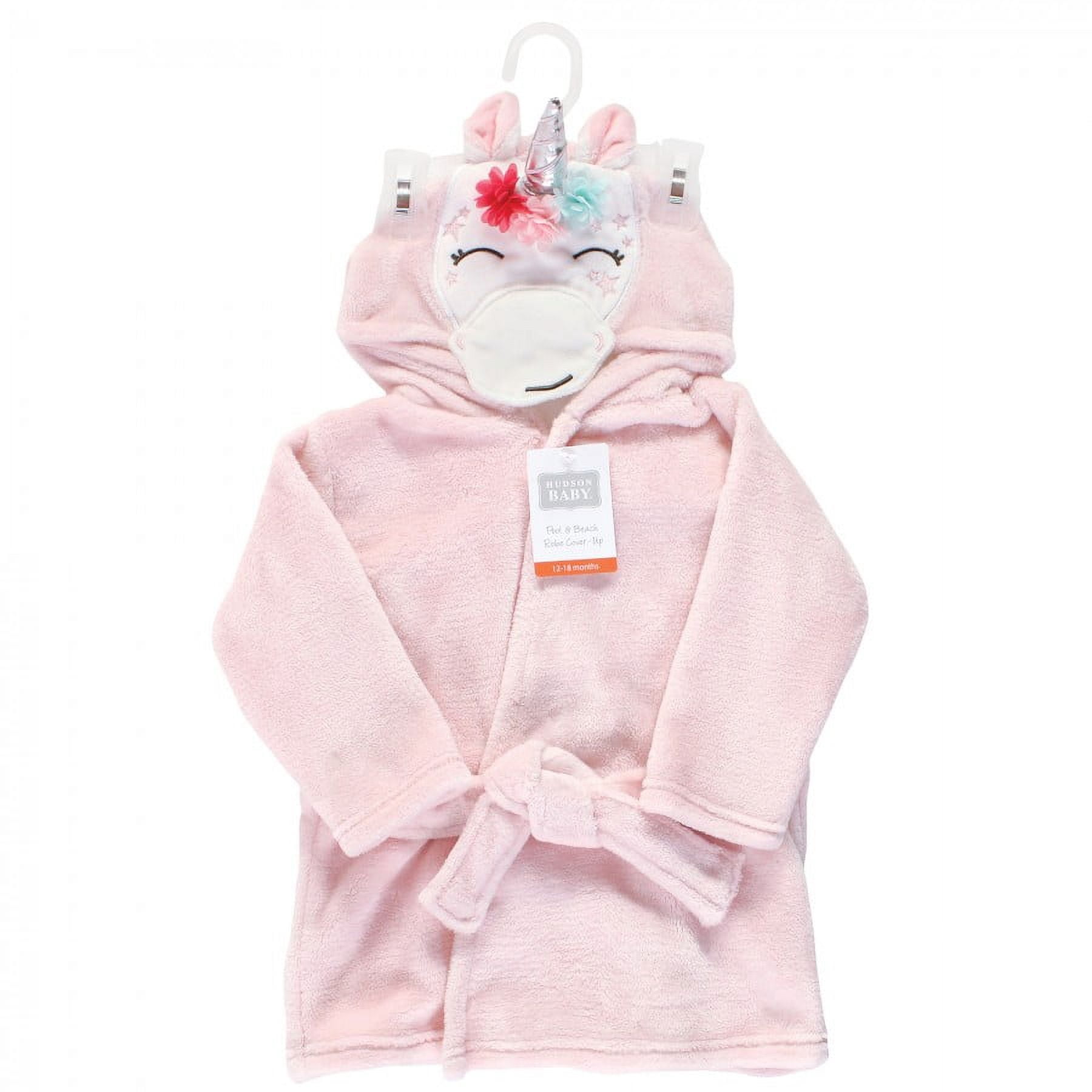 Hudson Baby Infant Girl Plush Pool and Beach Robe Cover-ups, Whimsical Unicorn, 18-24 Months