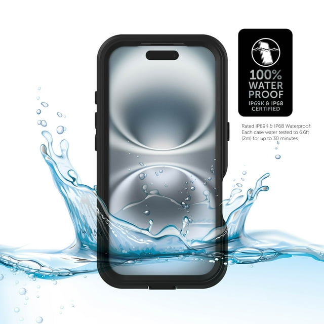 Body Glove Tidal Waterproof Case for iPhone 16 - Black/Clear