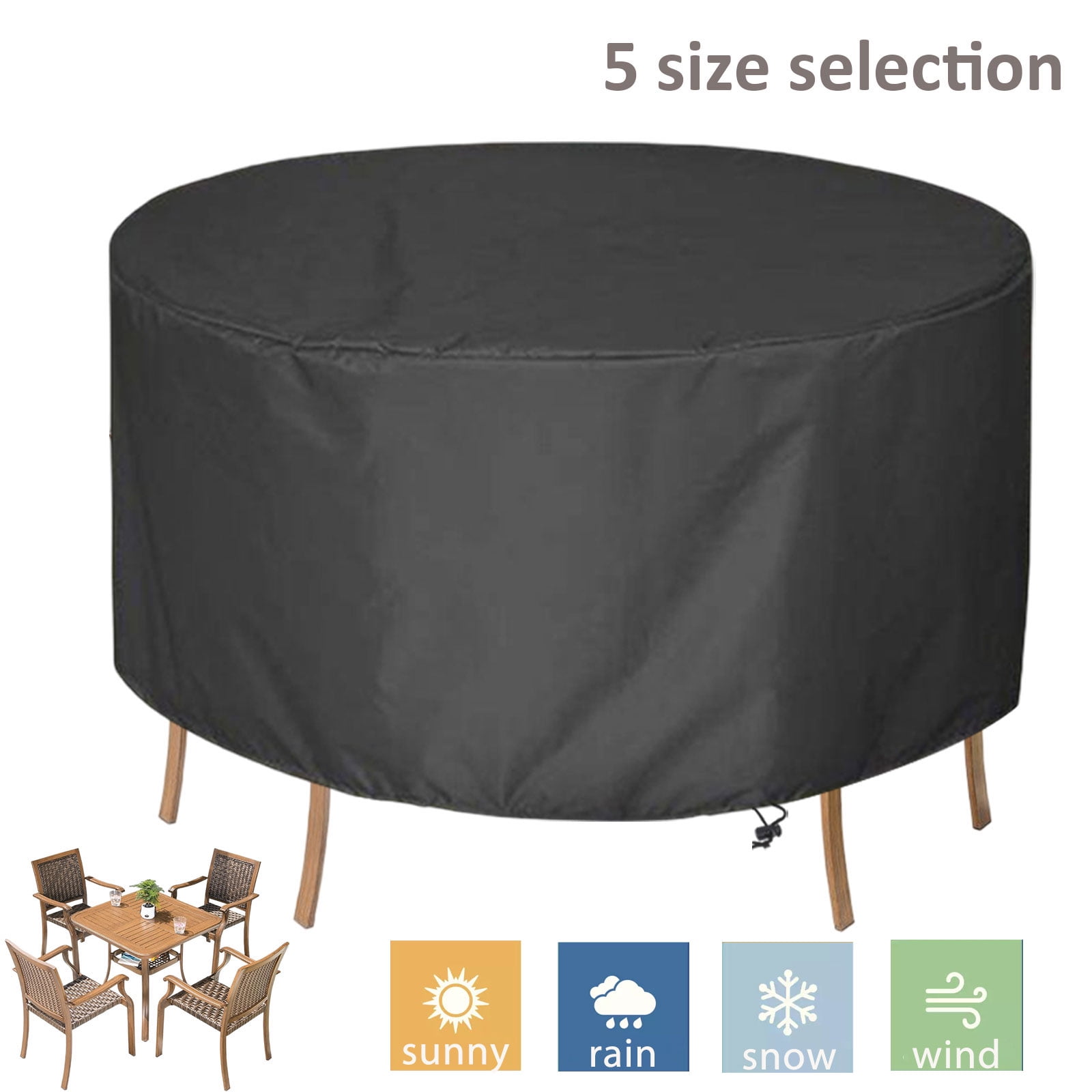 Round Patio Cover Waterproof Table and Chairs Covers Heavy Duty Fire