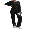 thumbnail image 4 of Women’s Two Piece Outfits Set Long Sleeve V Neck Ribbed Tops and Pants, 4 of 6