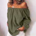 thumbnail image 6 of jowamay Off The Shoulder Shirts for Women Ruffle Summer Flowy Cotton Linen Blouses Loose Fit Fashion Tops for Travel, 6 of 8
