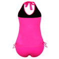 thumbnail image 5 of Hilor Womens Ruched Two Piece Bathing Suits Tummy Control Swimwear Halter Tankini Swimsuits, 5 of 6